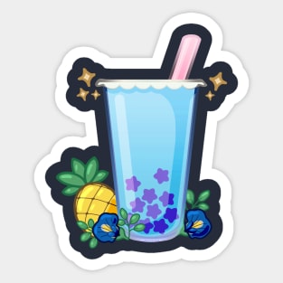 Butterfly Pea Pineapple Boba Sticker